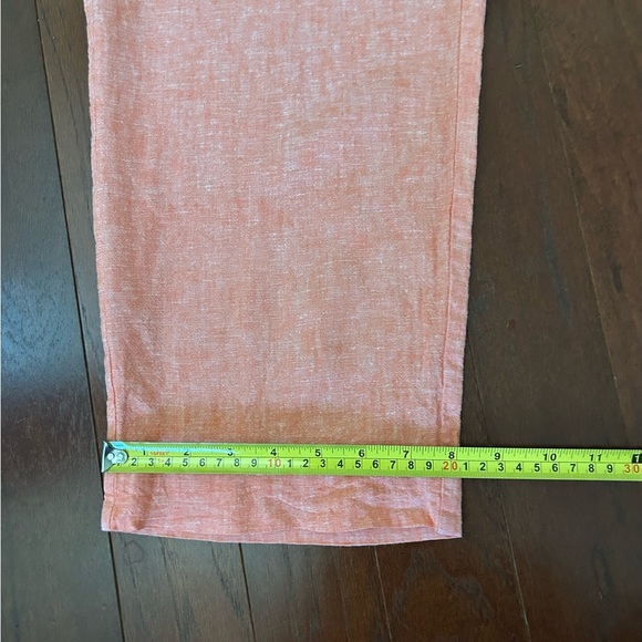 Chico's orange pink cropped linen blend pants pull up waist size 1 - Picture 5 of 9
